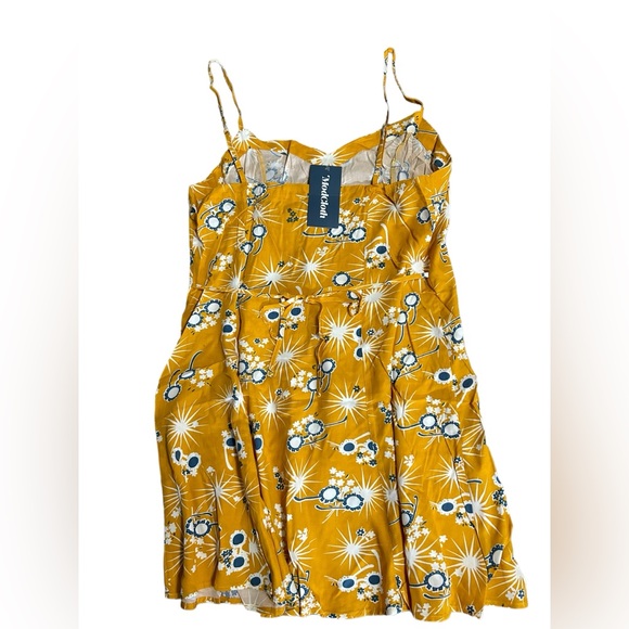 ModCloth On Cloud Nineties Yellow Printed Shift Mini Dress NWT Size Large - Picture 3 of 9
